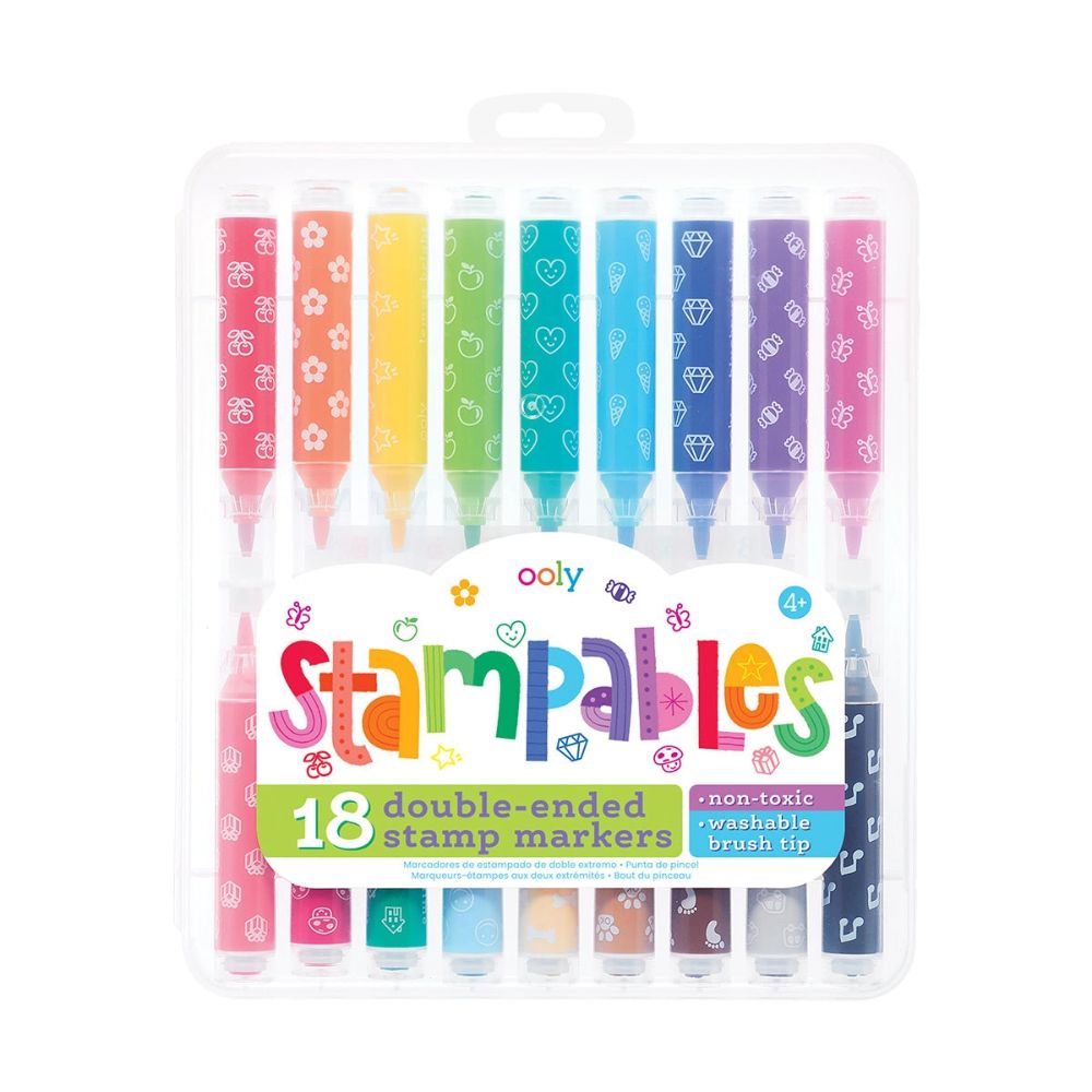 Carioci lavabile duble cu stampile Ooly stampables, 18 buc