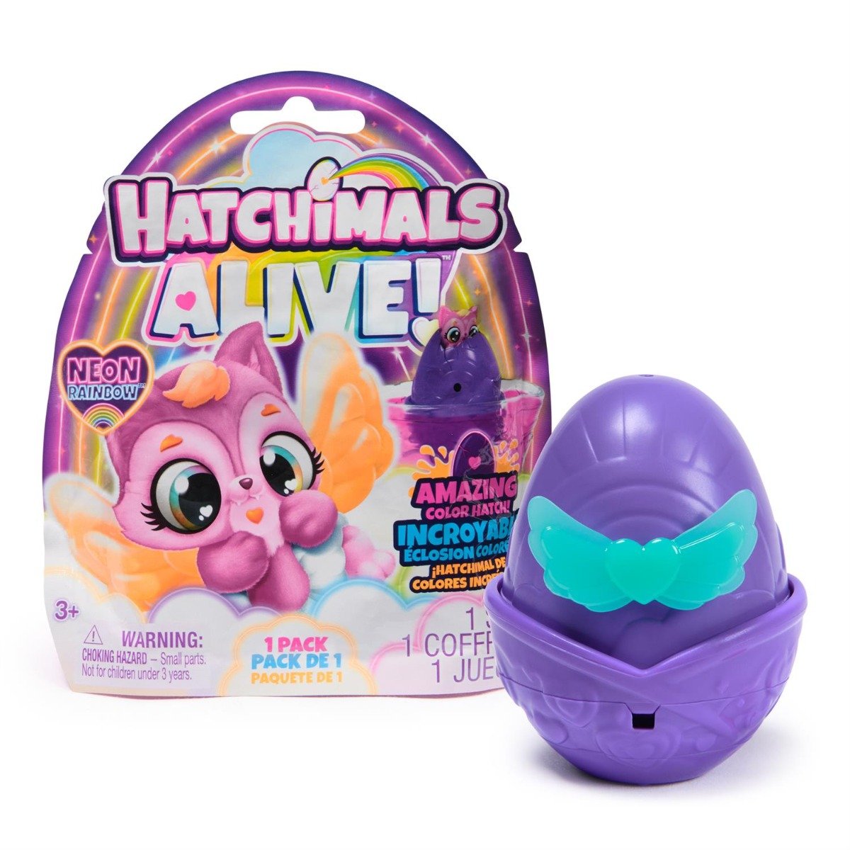 Figurina surpriza, Hatchimal,  Alive Neon Rainbow, 6072752