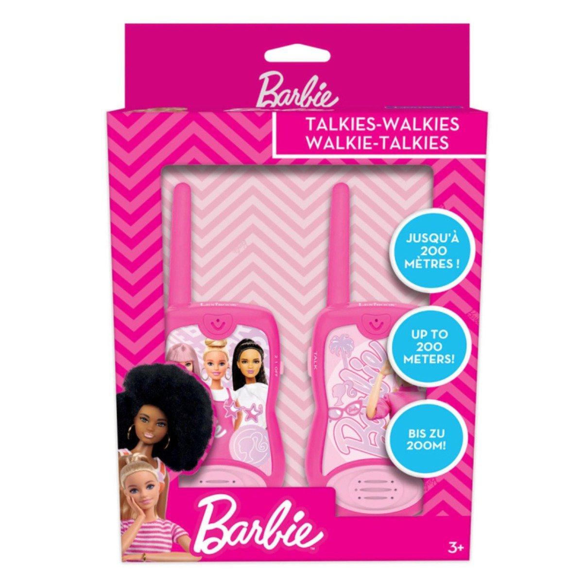 Set Walkie Talkies, Lexibook, raza de transmisie 200 m, Barbie