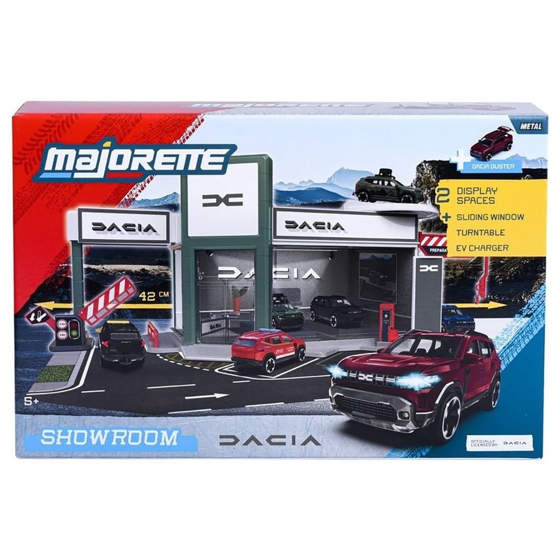 Set de joaca cu masina, Majorette, Showroom auto Dacia