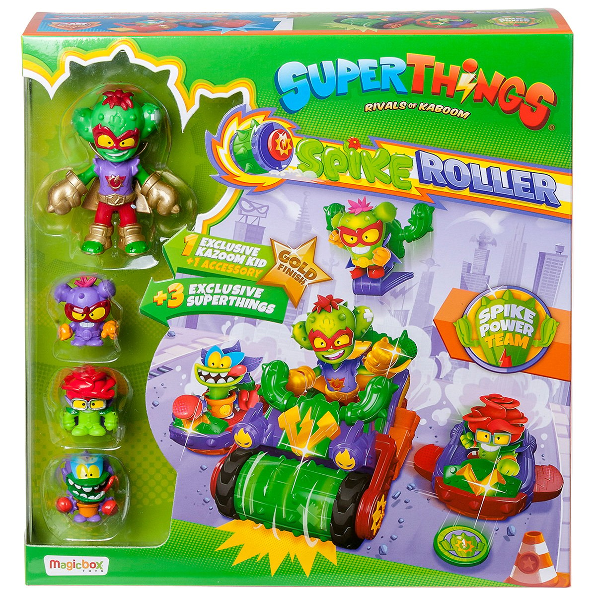Set de joaca cu figurine si vehicul Spike Roller Cactus, Superthings, Kazoom Kid
