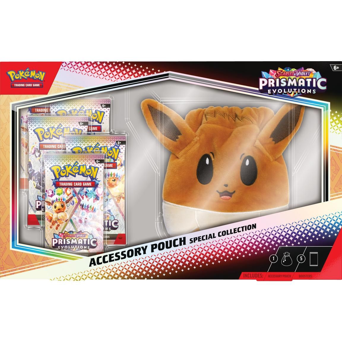 Set cartonase si accesoriu pouch, Pokemon TCG, Scarlet & Violet Prismatic Evolutions 8.5