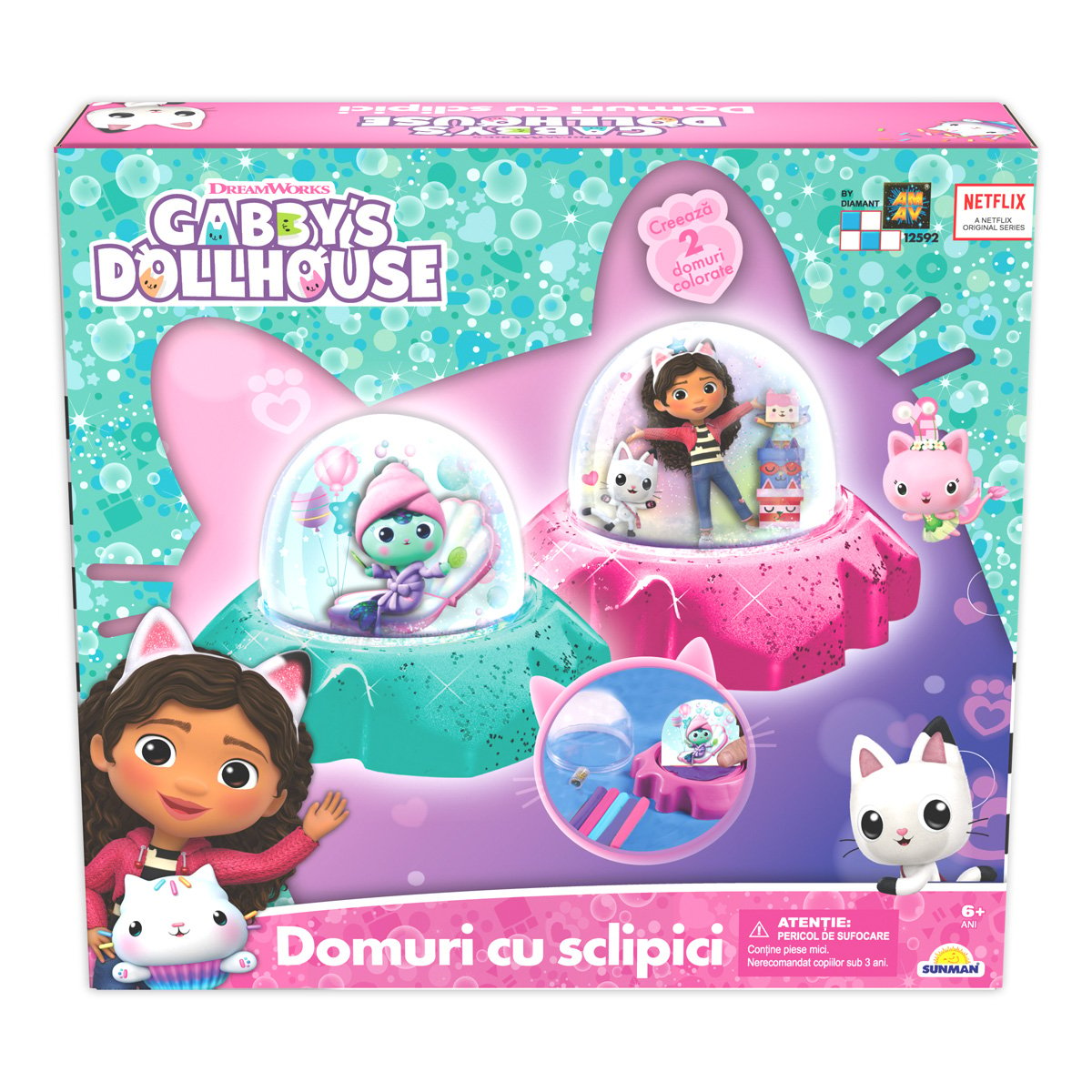 Set de creatie, Gabbys Dollhouse, Glob cu sclipici