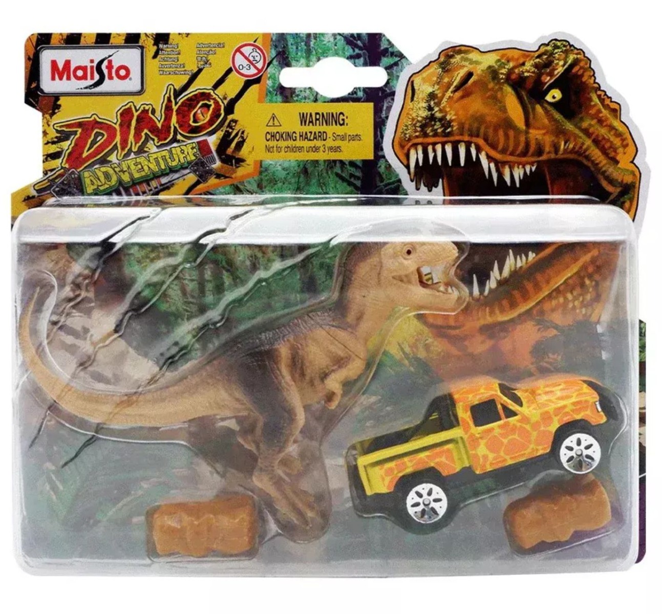 Poze Set masinuta si figurina dinozaur Maisto, Dino Adventure, Galben