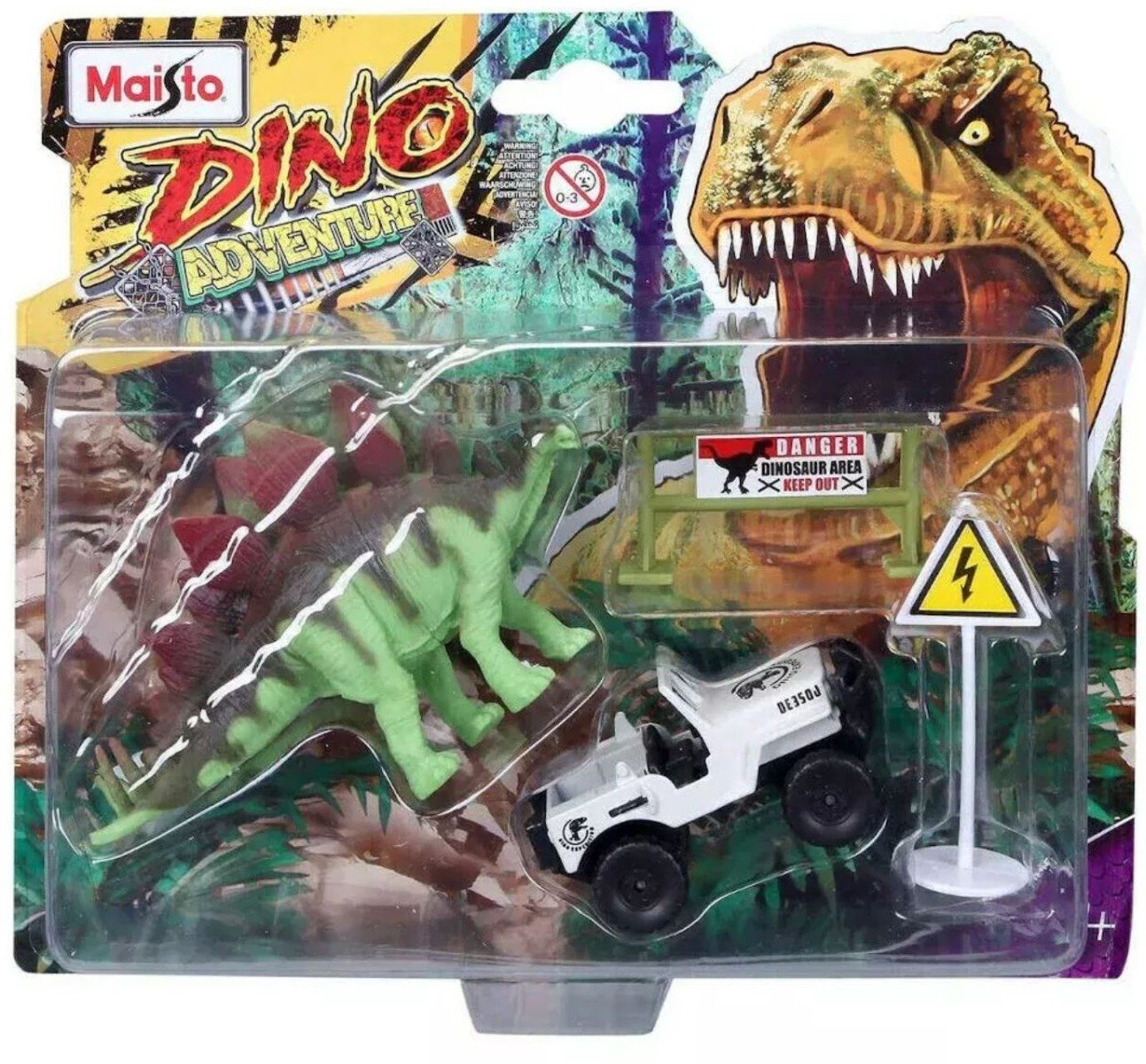 Poze Set masinuta si figurina dinozaur Maisto, Dino Adventure, Alb