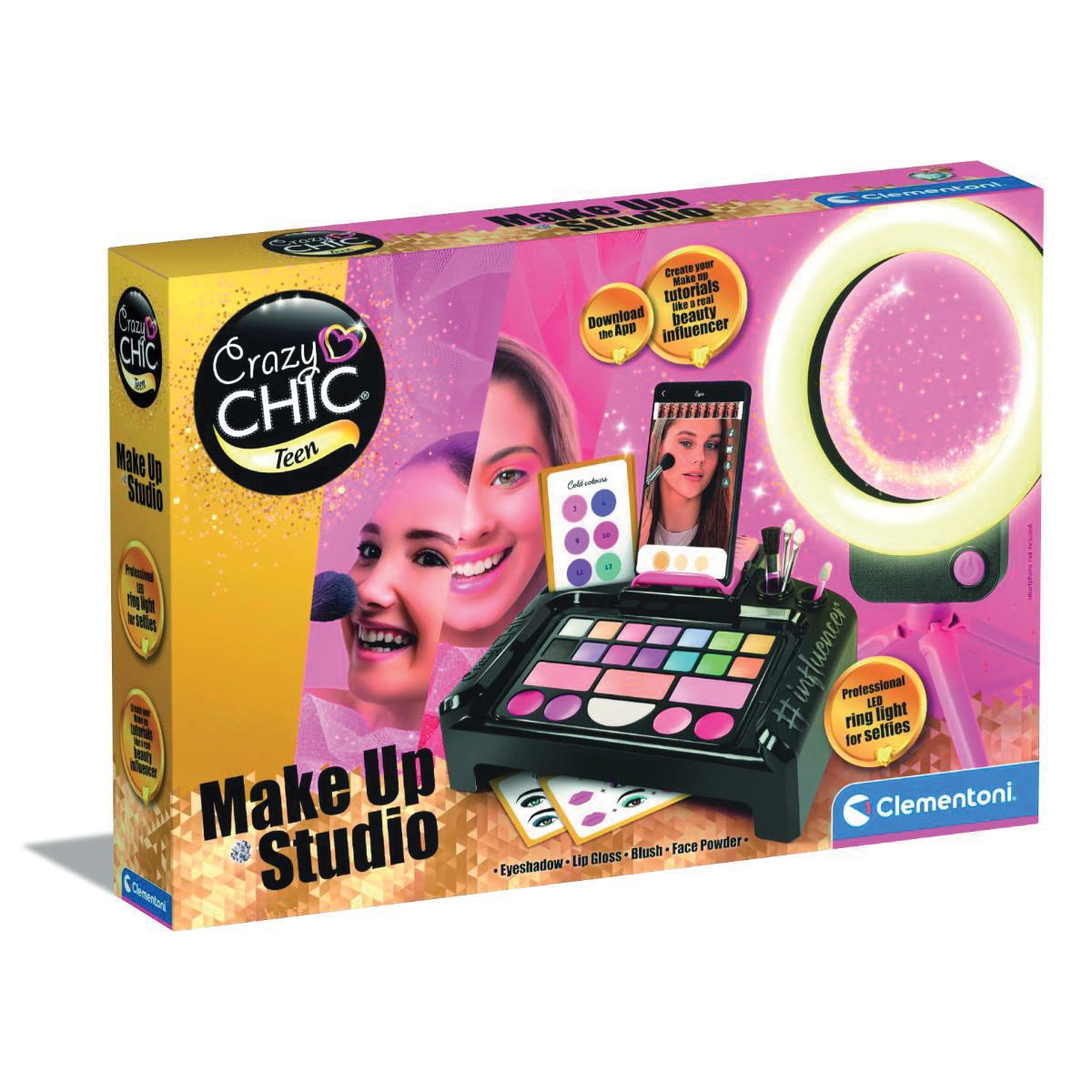 Studioul de make-up cu lampa LED, Clementoni, Crazy Chic, Beauty Influencer
