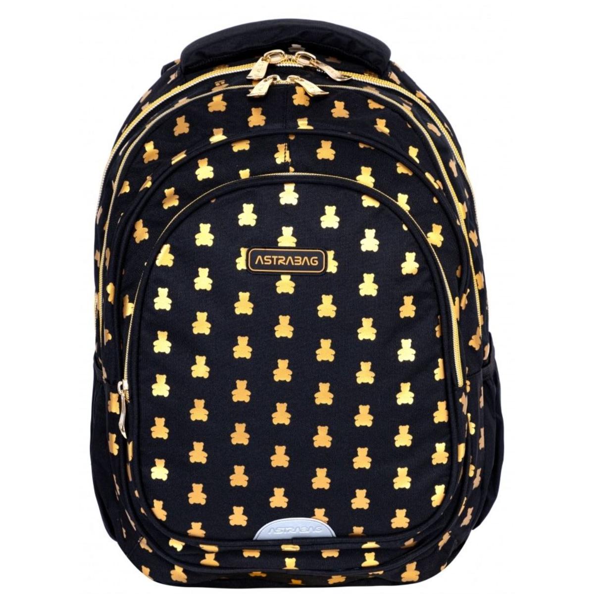 Ghiozdan cu 3 compartimente, AstraBag, Golden Teddy