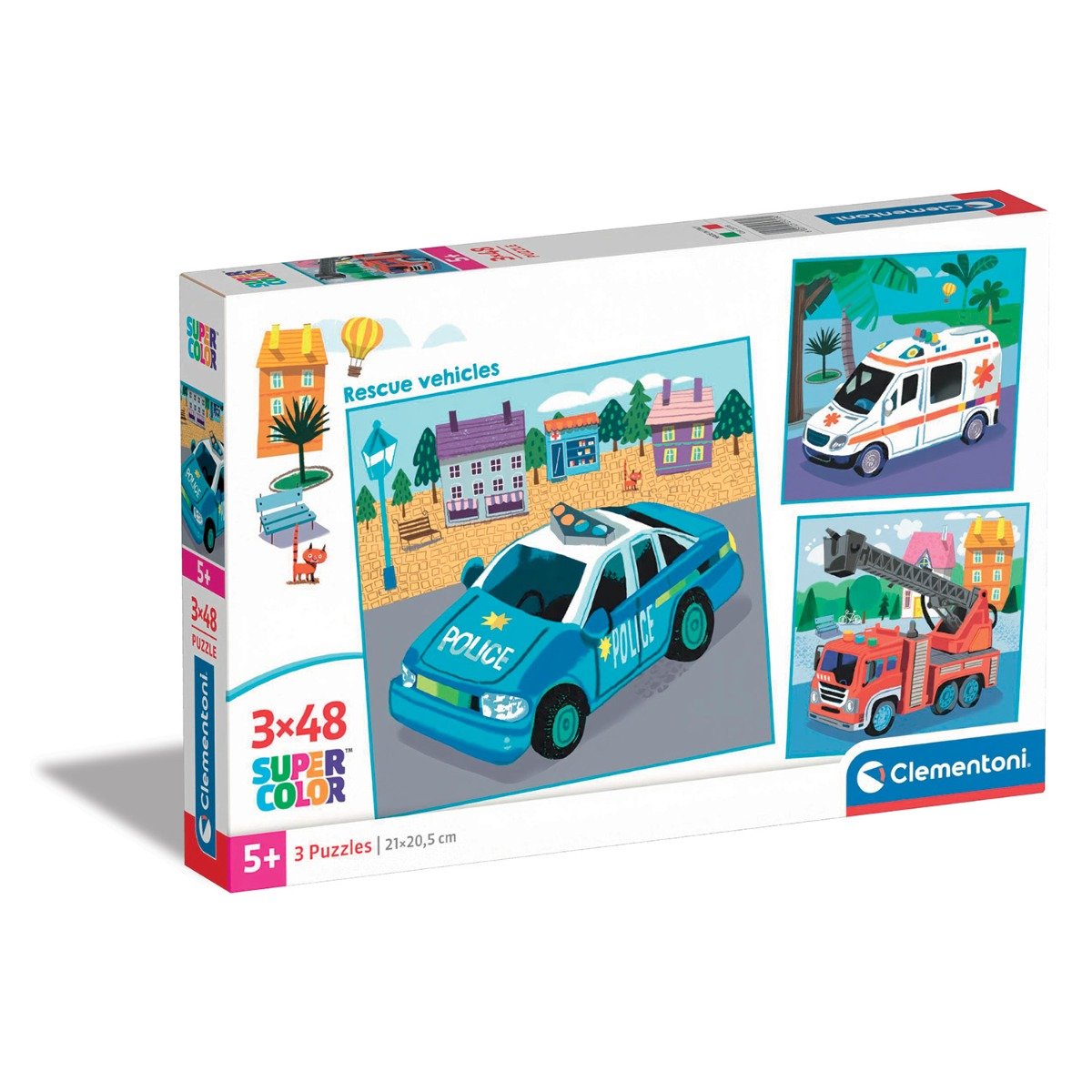 Puzzle Clementoni, Vehicule de salvare, 3 x 48 piese