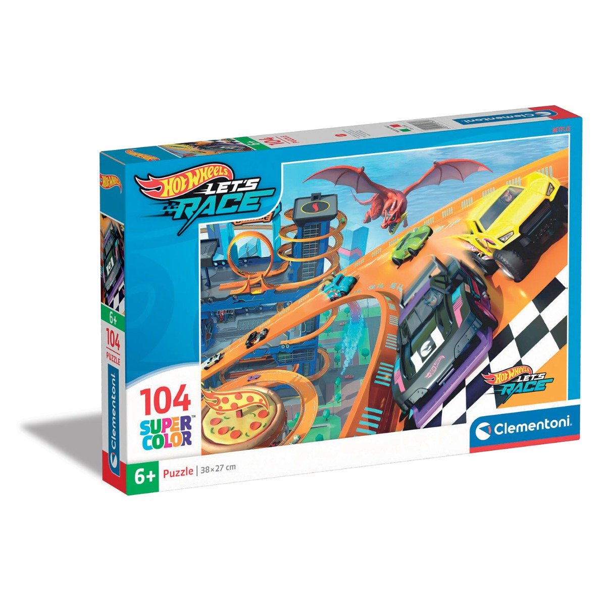 Puzzle Clementoni, Hot Wheels, Let s Race, 104 piese