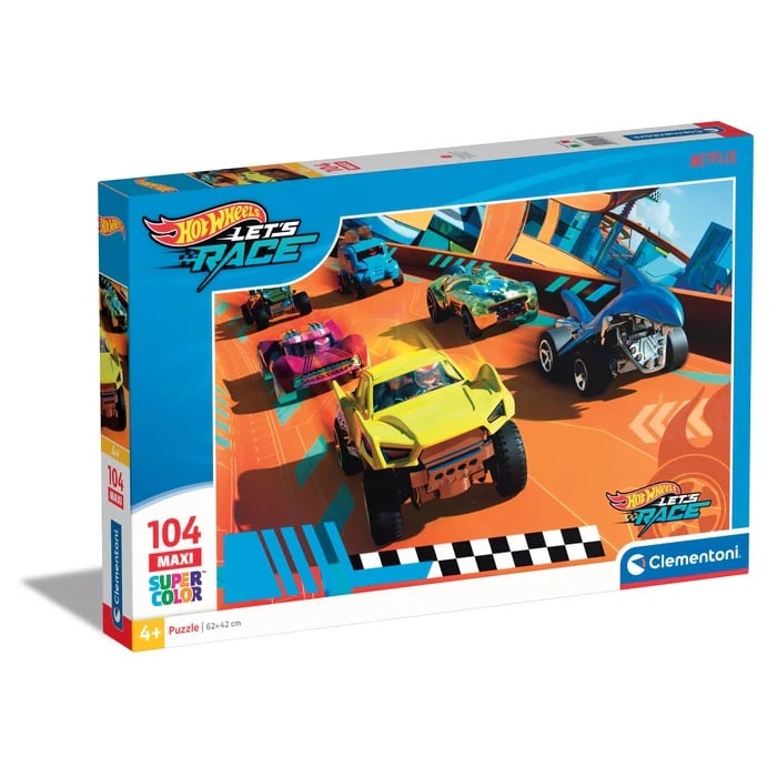 Puzzle Clementoni, Hot Wheels, Let s Race, Super Color, 104 piese