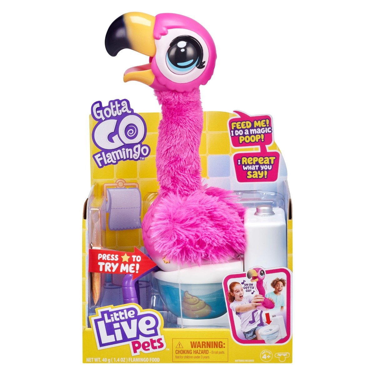 Jucarie de plus interactiva, Little Live Pets, Gotta go, Flamingo Sherbet