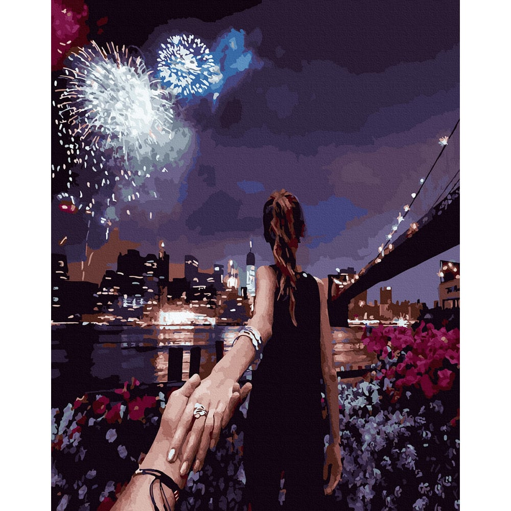 Set Pictura pe numere, Acuarello, Anul nou cu artificii