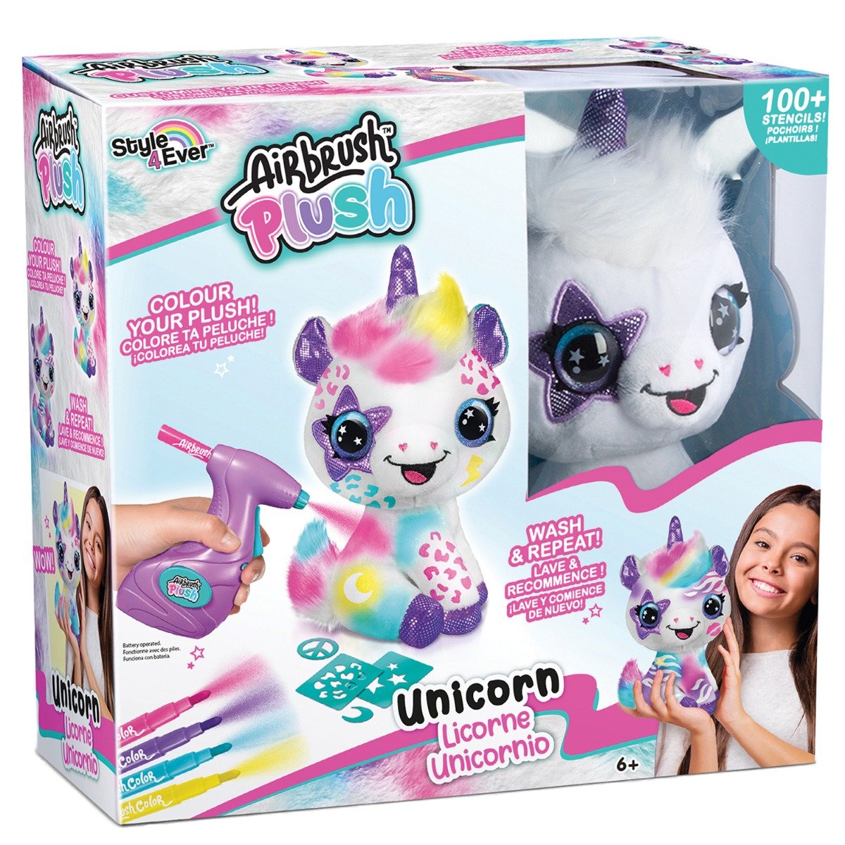 Set de joaca creativ, Airbrush Plush, Coloreaza Unicornul