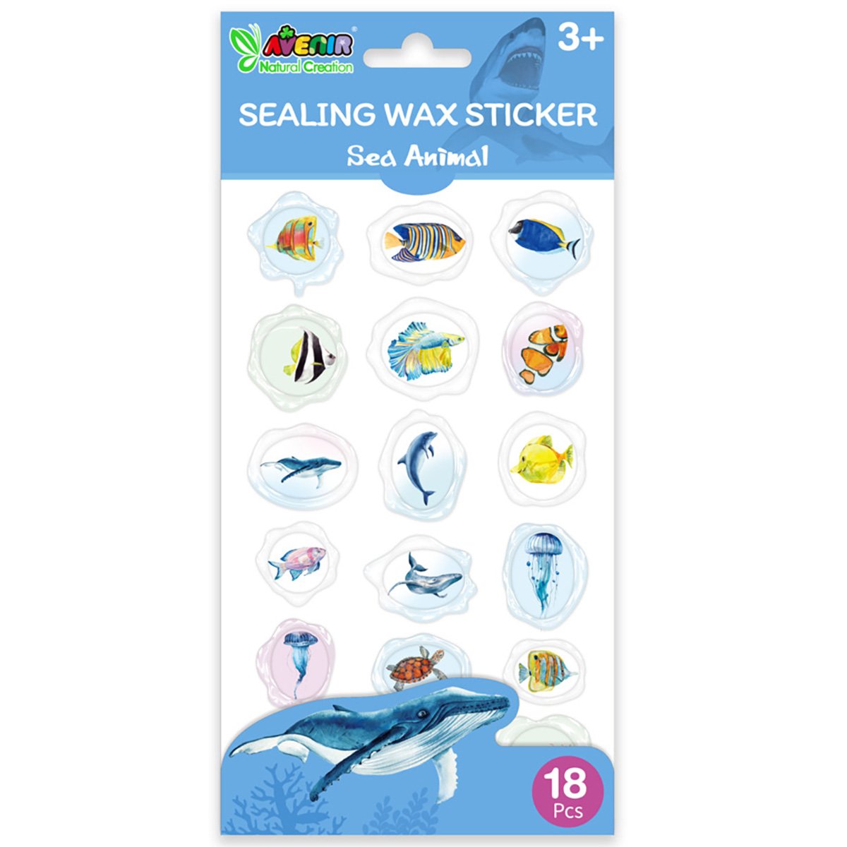 Abtibilduri imitatie sigiliu, Avenir, Natural Creation, Animale Subacvatice, 18 bucati
