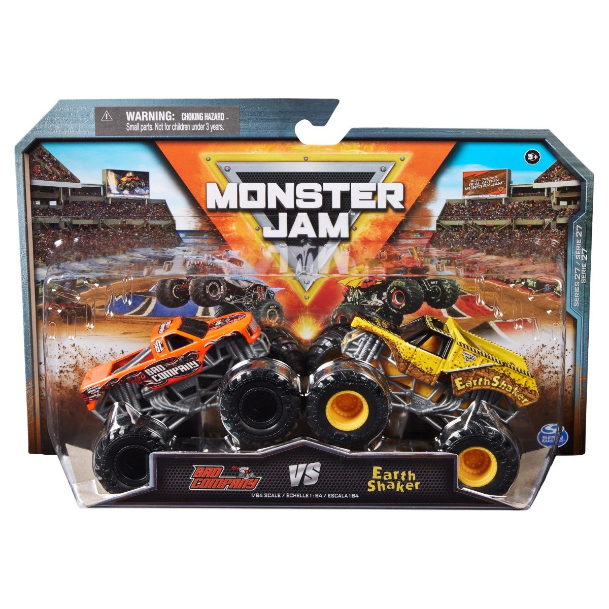 Set 2 masini, Monster Jam, Bad Company Vs Earth Shaker, 1:64, 20144308