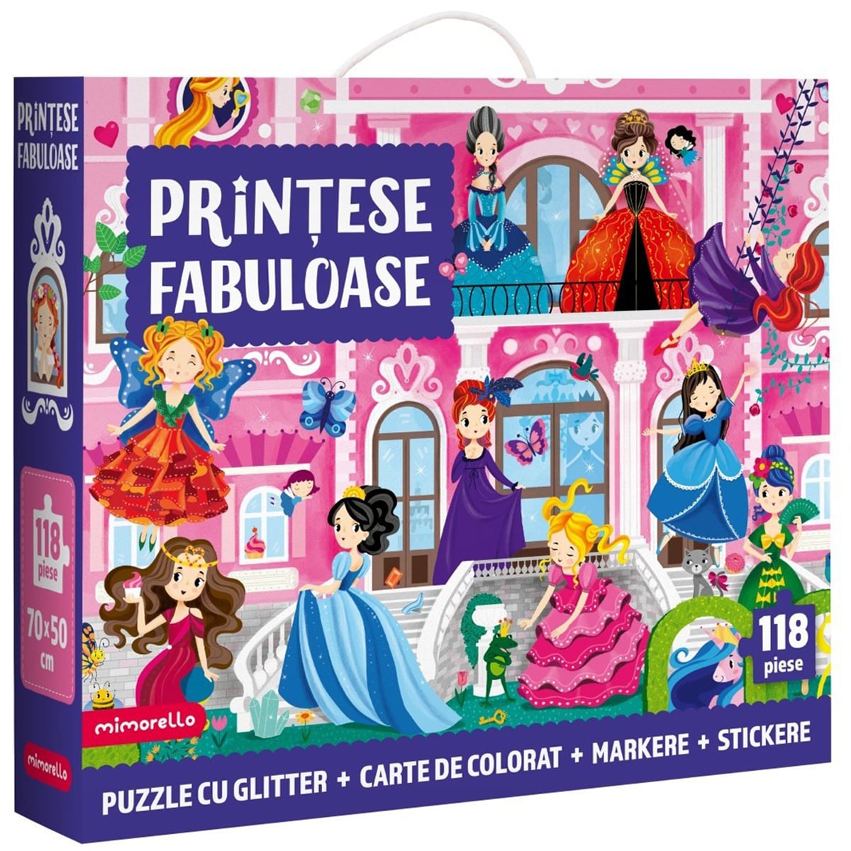 Puzzle cu glitter, Mimorello, Printese Fabuloase, 118 piese