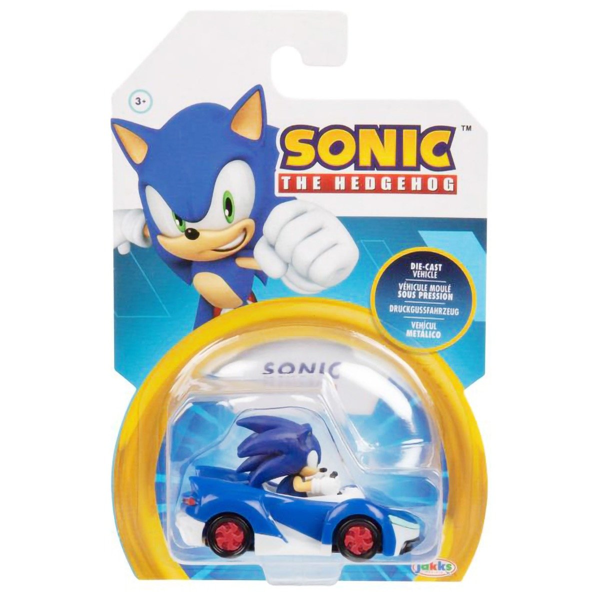 Figurina cu masinuta din metal, Sonic the Hedgehog, Sonic, 1:64