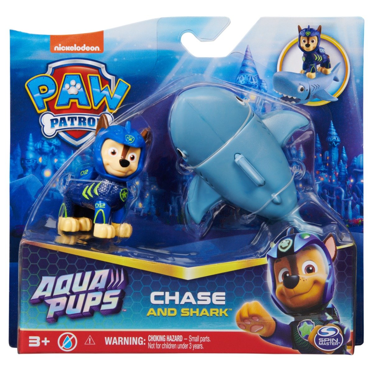 Figurina Paw Patrol, Aqua Pups, Chase si Shark, 20139319 Figurine 2023-09-25