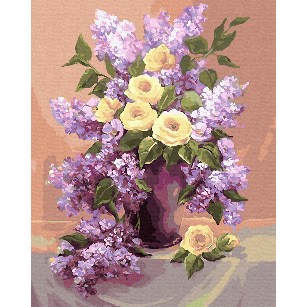 Set Pictura pe numere, Acuarello, Vaza cu flori de liliac