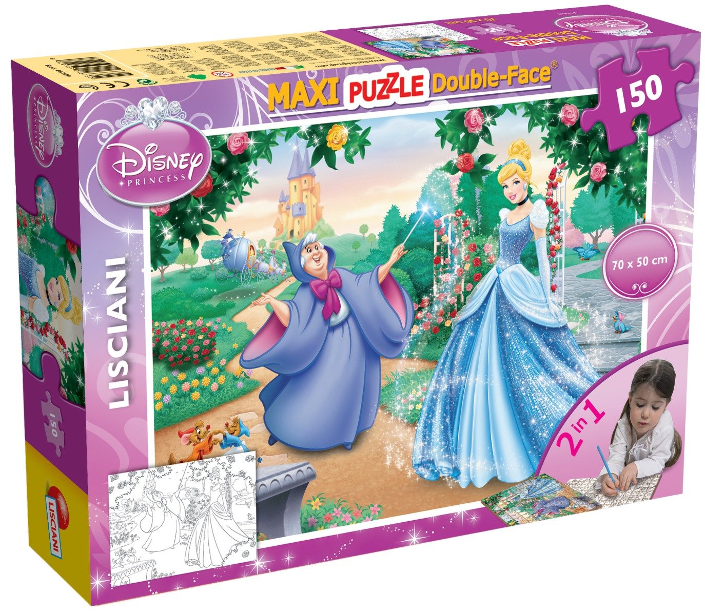 Puzzle de podea 2 in 1 Lisciani Disney Princess, Cenusareasa, Maxi, 150 piese „Cenușăreasa imagine 2022 protejamcopilaria.ro