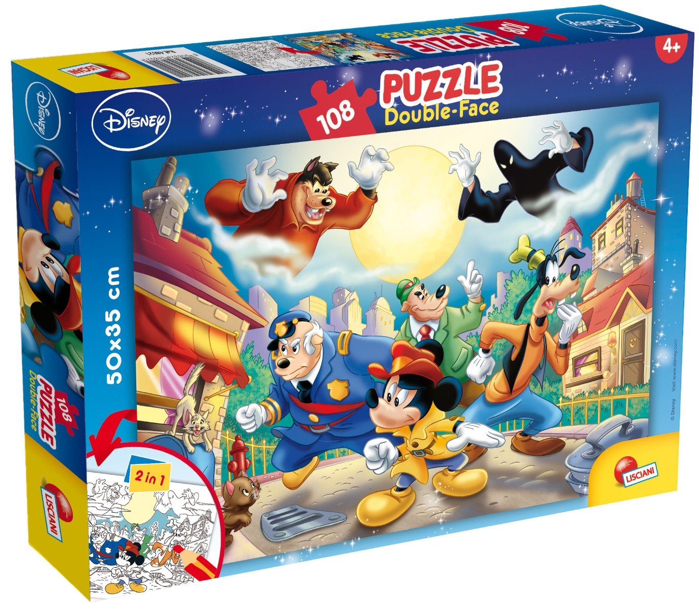 Puzzle 2 In 1 Lisciani, Mickey Mouse Detectiv, Plus, 108 piese