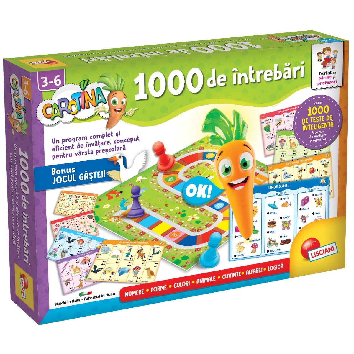 Joc educativ cu creion interactiv, Lisciani, Carotina, 1000 intrebari