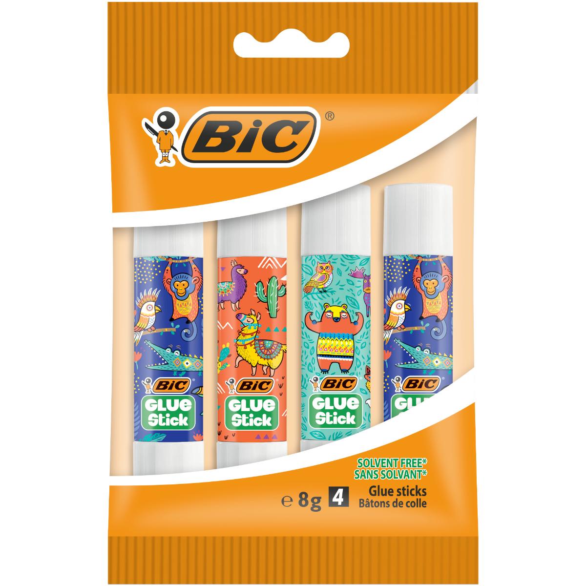 Set 4 tuburi cu lipici solid, Bic, Eco Decor, 8 gr