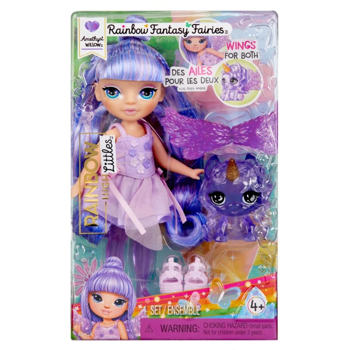 Papusa Rainbow High Littles, Rainbow Fantasy Fairies, Amethyst, 543435EUC