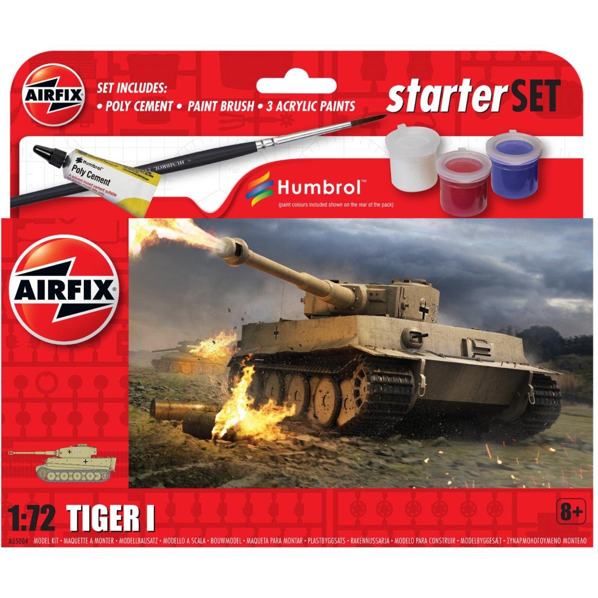 Set de constructie, Airfix Starter Set, Tiger 1, 39 piese