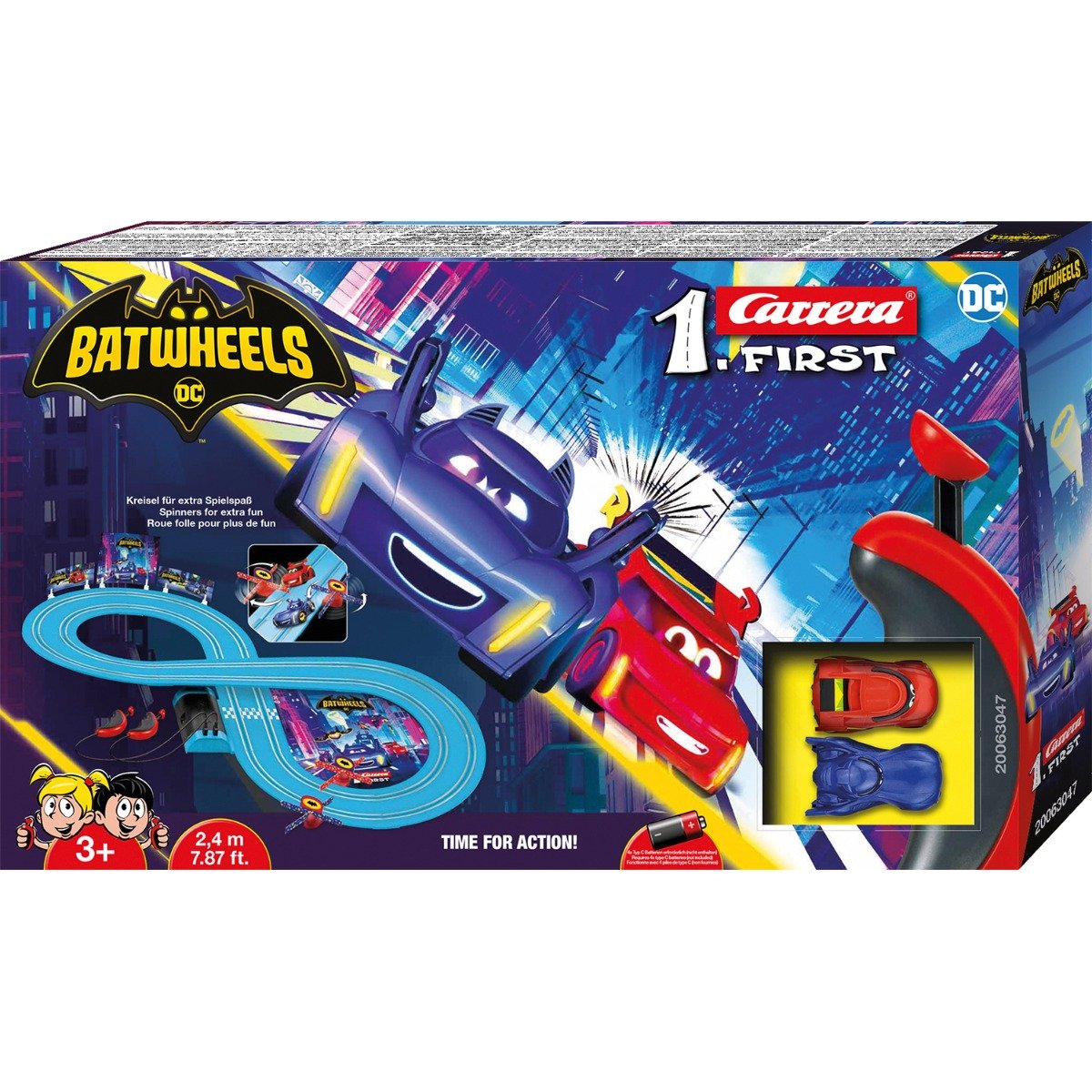 Set pista de curse cu 2 masinute, Carrera, Batwheels DC
