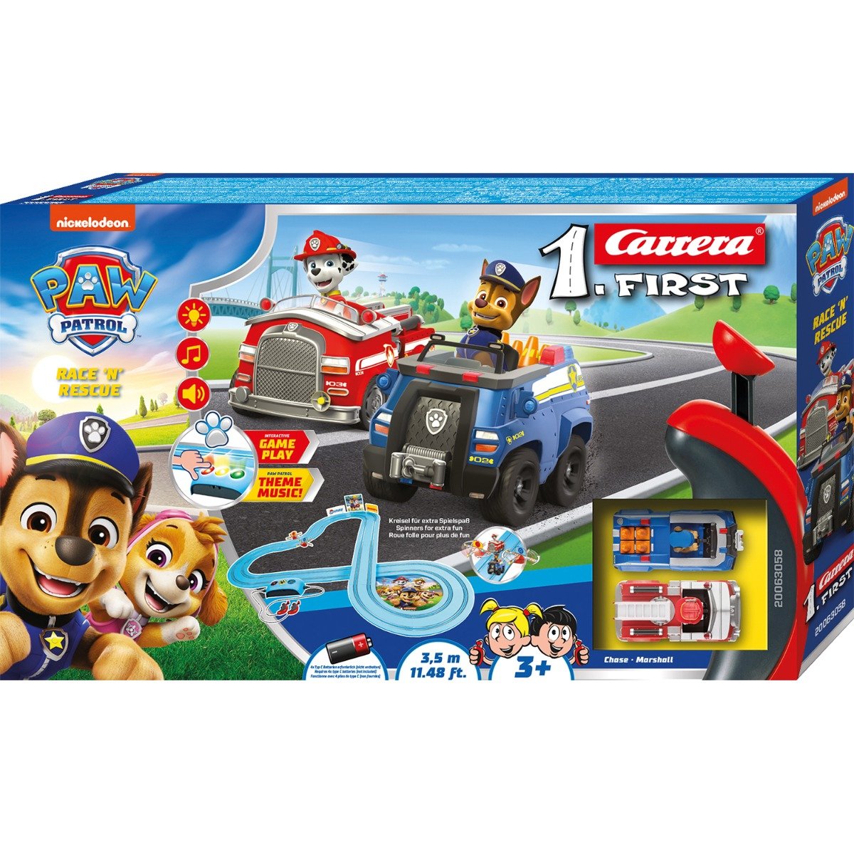 Set pista de curse cu 2 masinute, Carrera, Race and Rescue