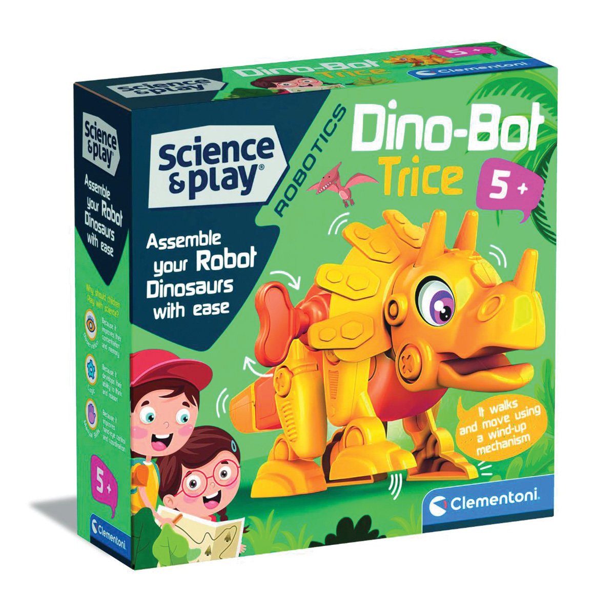 Kit de constructie, Clementoni, Science and Play, Robotul Dino Triceratops