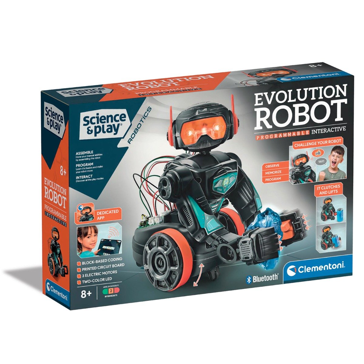 Kit de constructie, Clementoni, Evolution Robot interactiv, 50 piese