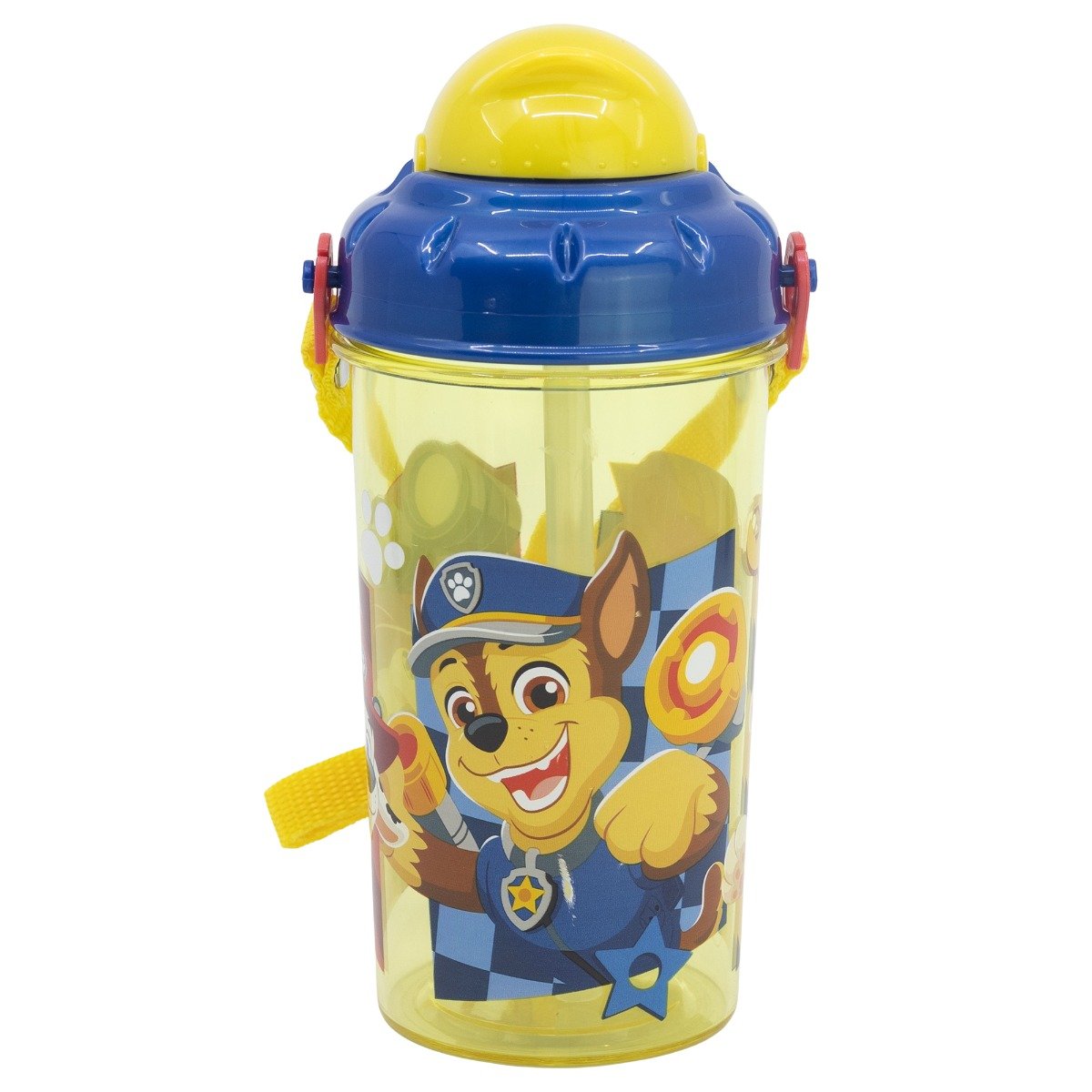 Sticla din plastic cu pai, Paw Patrol, 465 ml