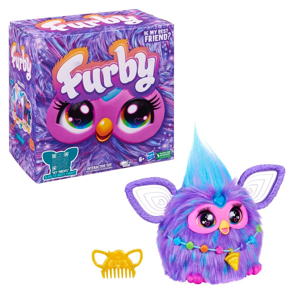 Jucarie de plus interactiva, Furby, Purple, 15 cm