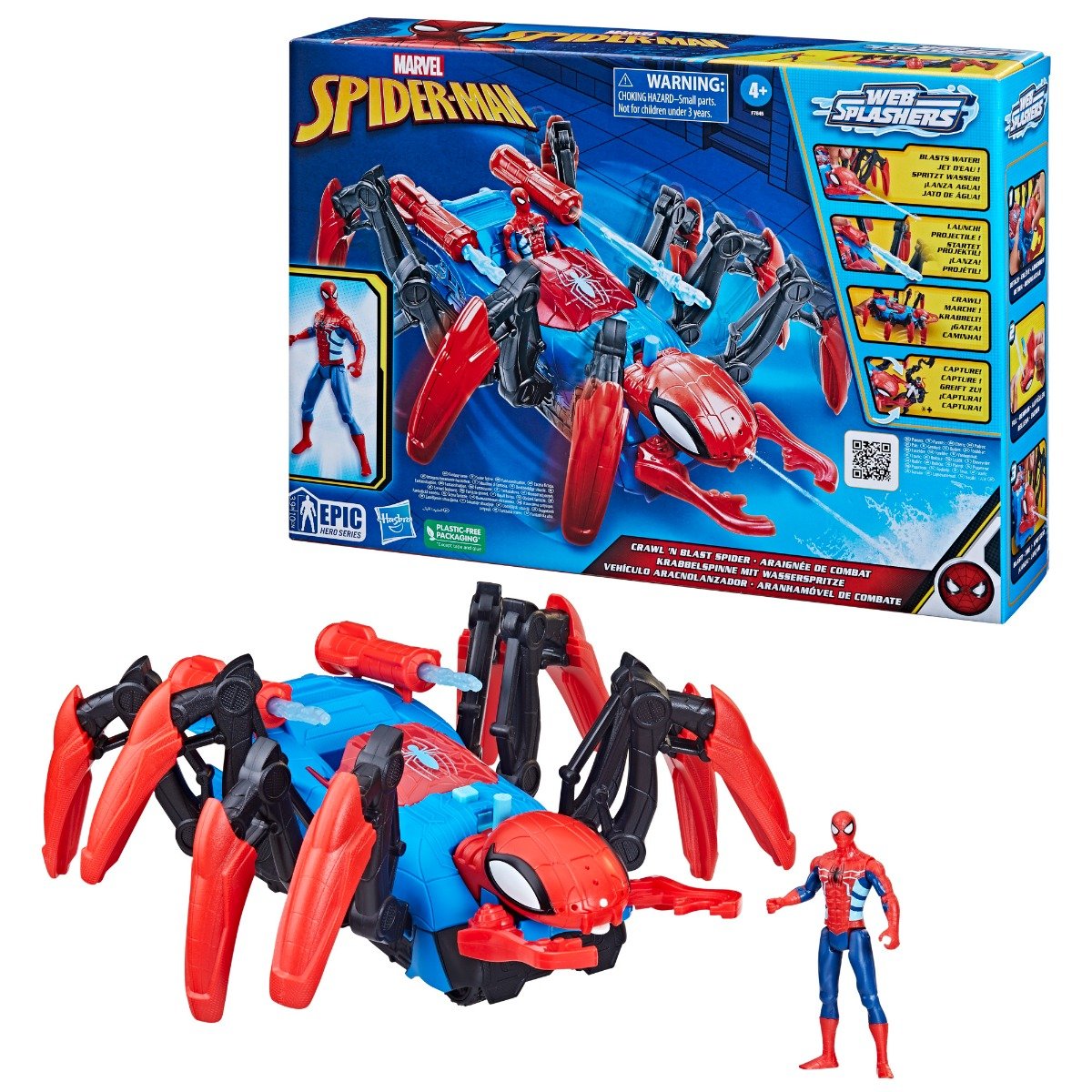 Figurina cu vehicul, Marvel Spider-Man, Crawl N Blast Spider, F7845