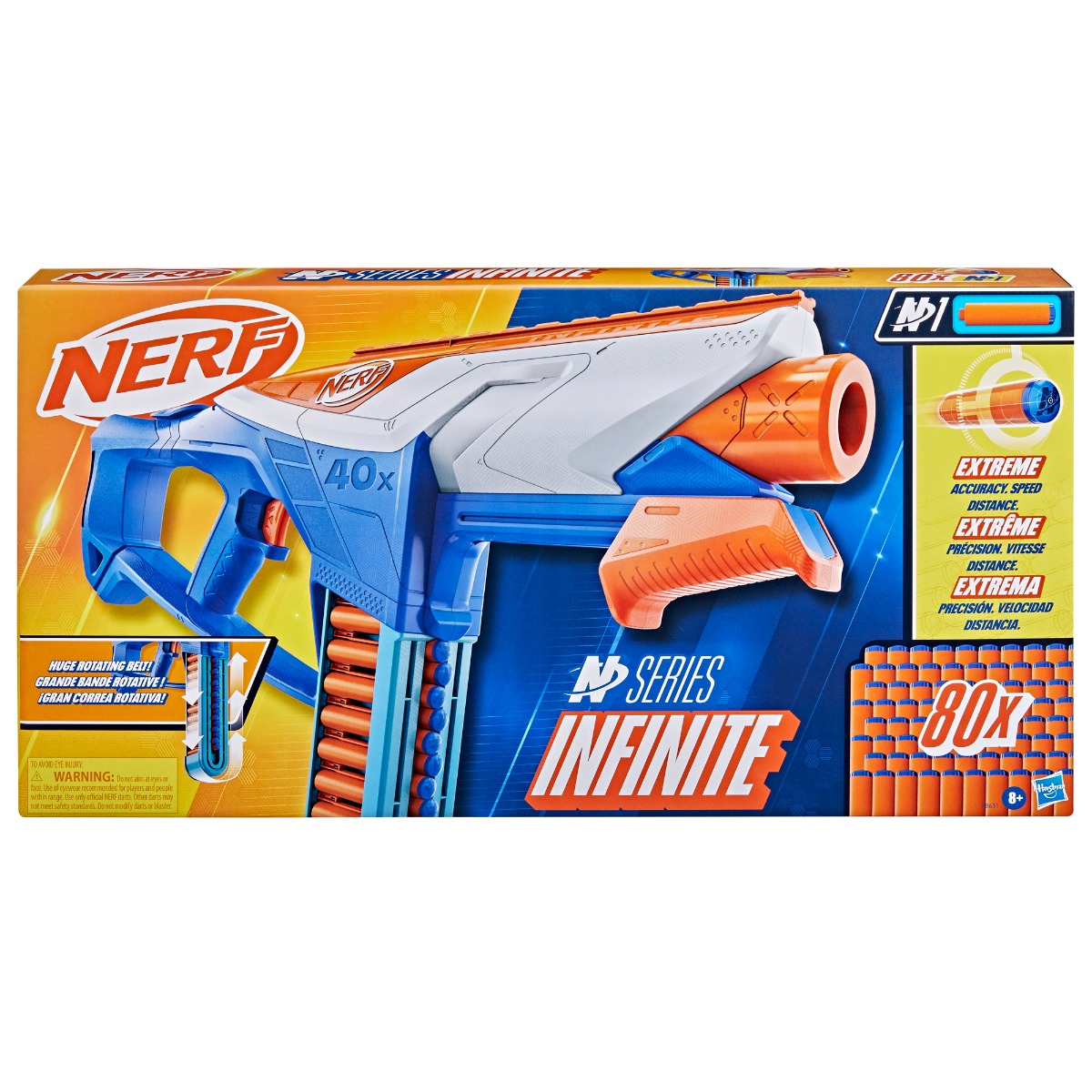 Blaster cu 80 sageti din spuma, Nerf, N1 Series, Infinite