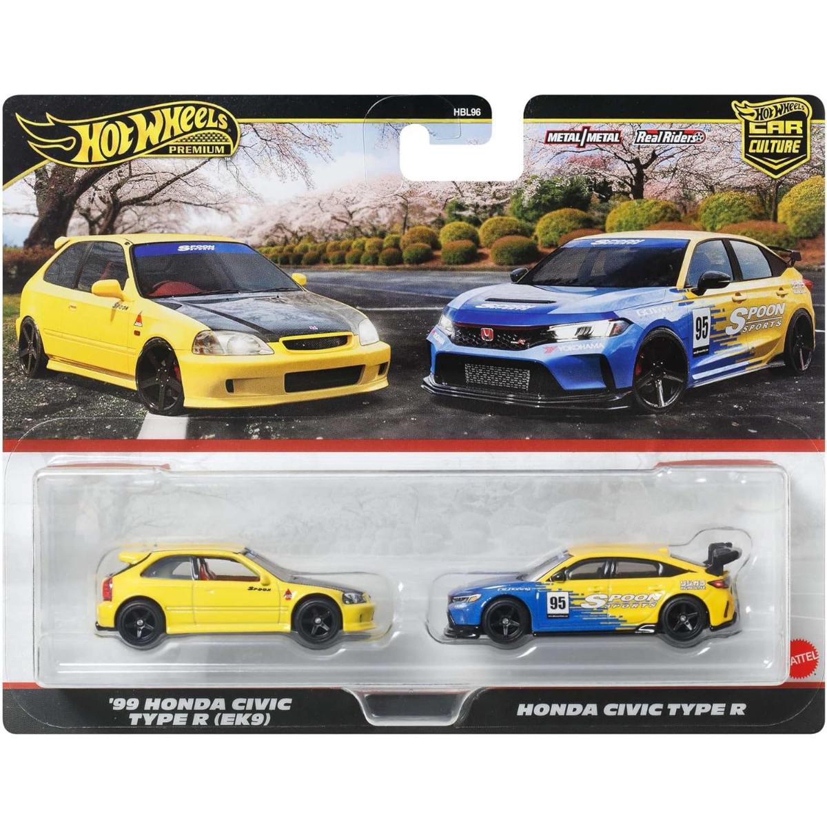 Set 2 masini metalice, Hot Wheels, 99 Honda Civic Type R si Honda Civic Type (EK9), JBL00