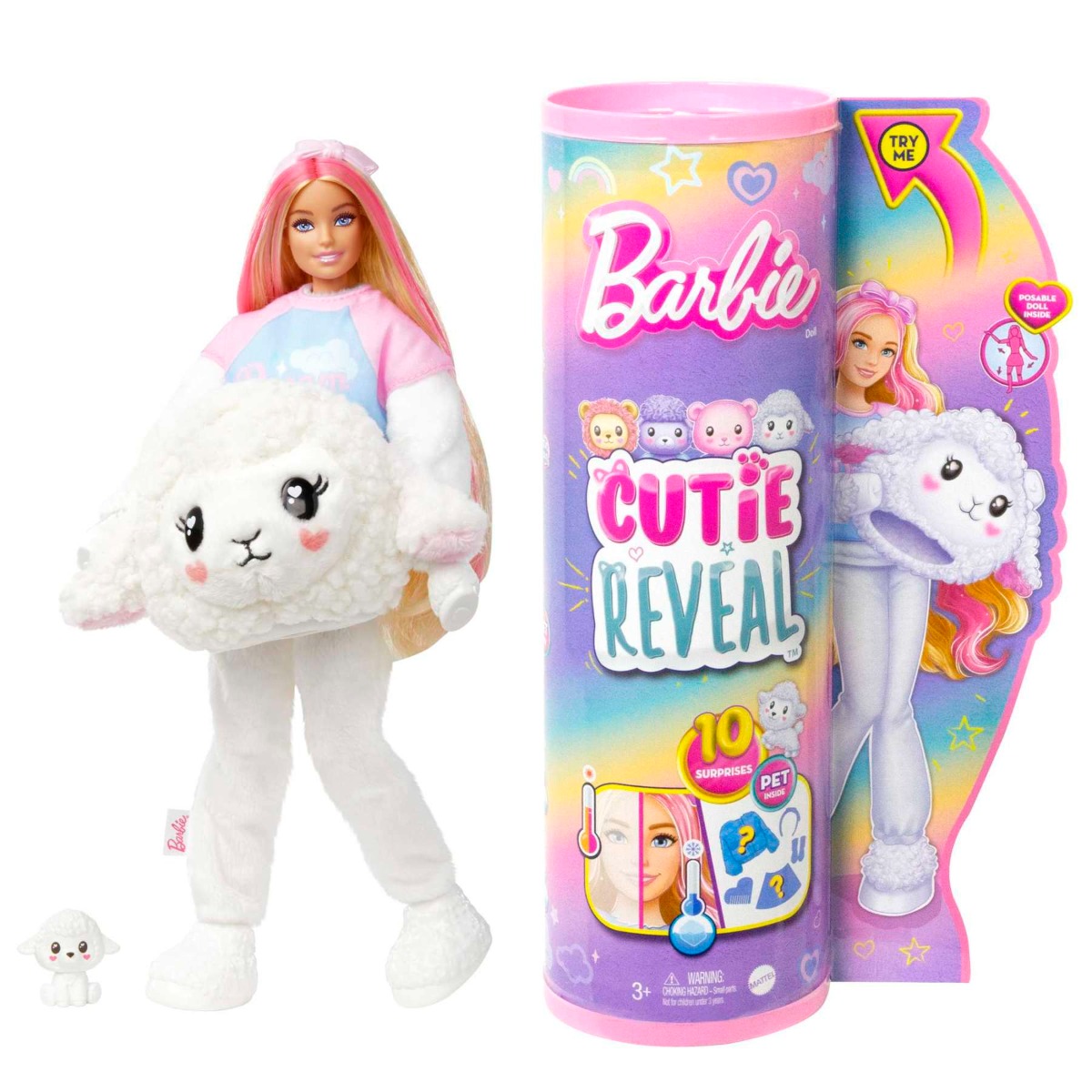  Papusa surpriza Barbie, Cutie Reveal Lamb, 10 surprize, HKR03 