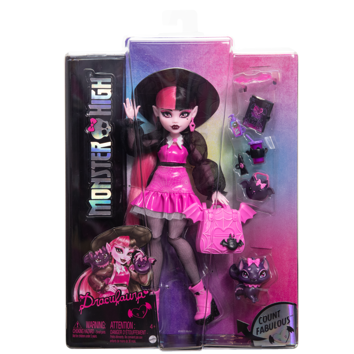 Papusa cu animal de companie, Monster High, Draculaura, HRP64