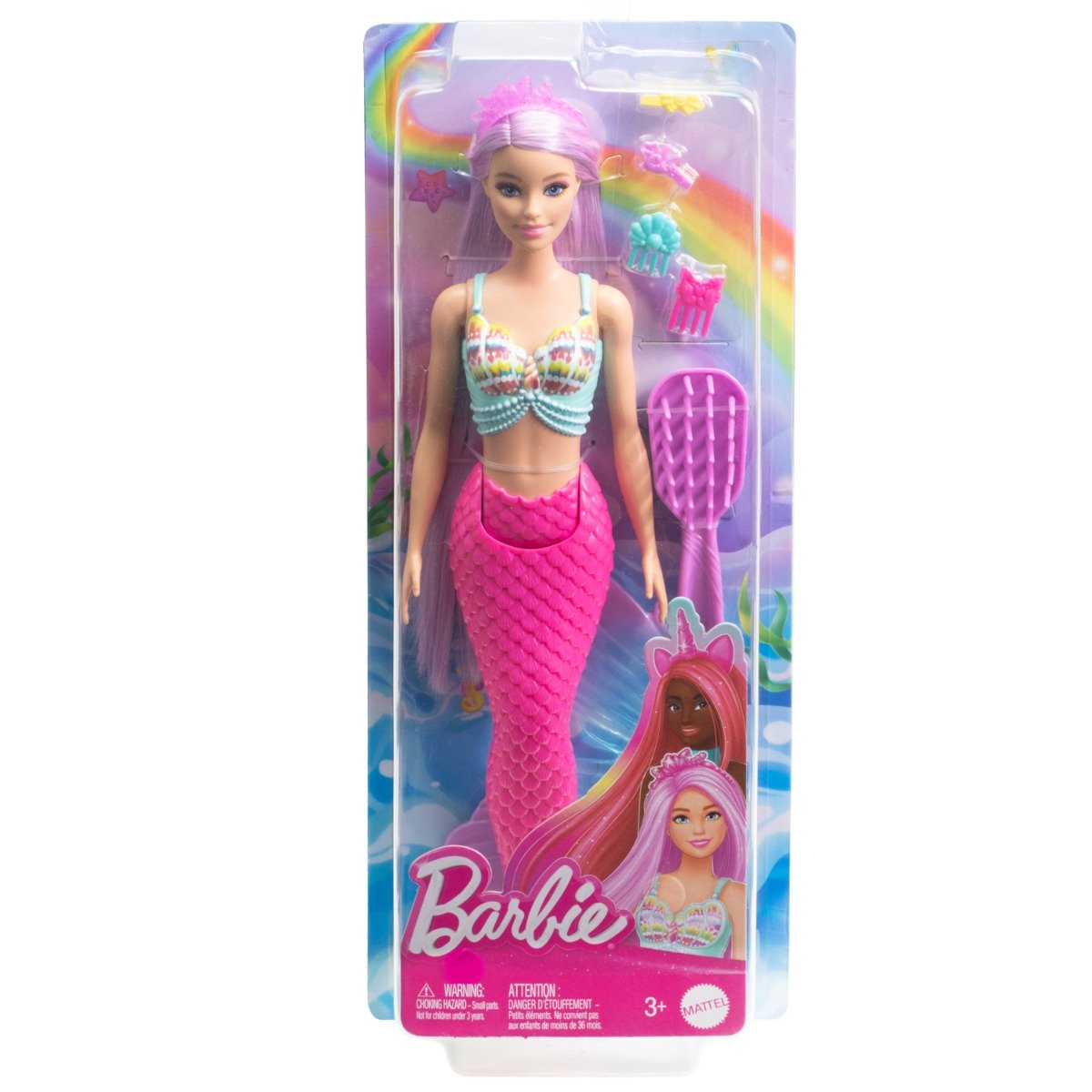 Papusa sirena cu par lung, Barbie, Touch Of Magic Mermaid, HRR00