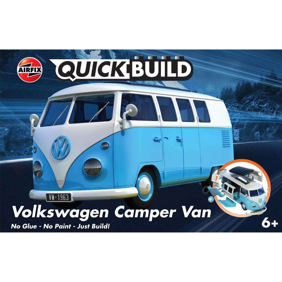 Set de constructie, Airfix Quickbuild, Vw Camper Van Blue, 52 piese