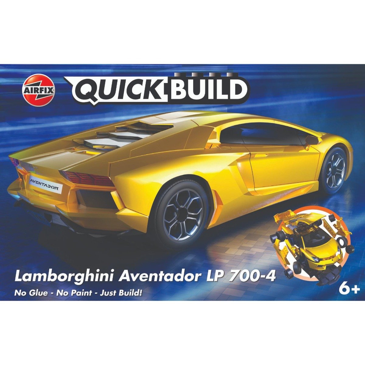 Set de constructie, Airfix Quickbuild, Lamborghini Aventador, Yellow, 33 piese
