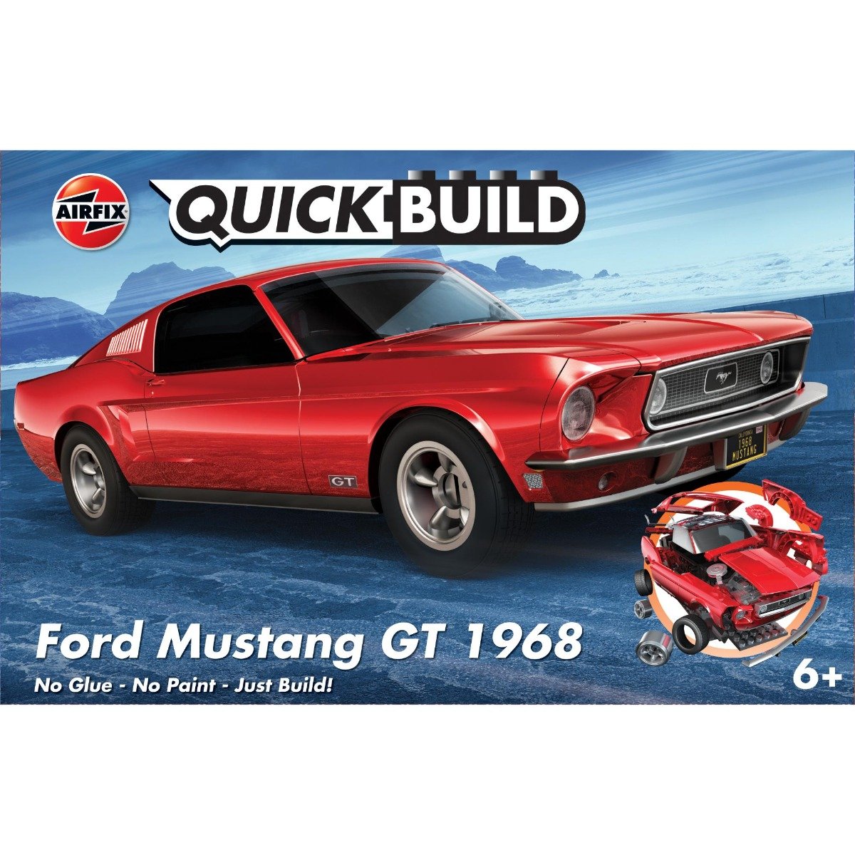 Set de constructie, Airfix Quickbuild, Ford Mustang Gt 1968, 45 piese