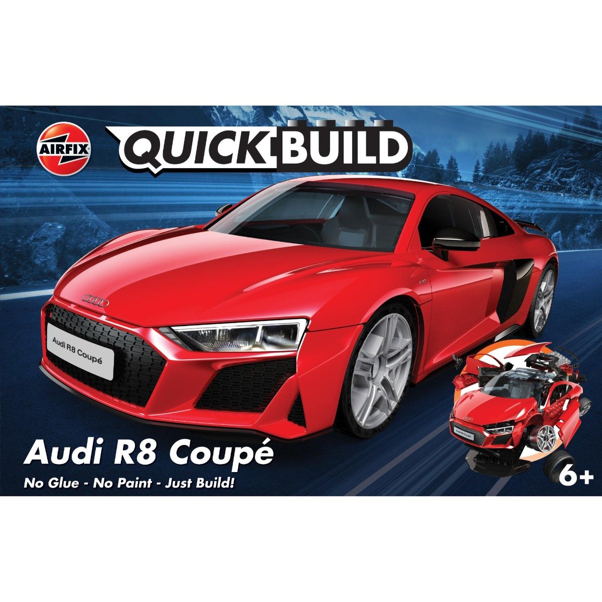 Set de constructie, Airfix Quickbuild, Audi R8 Coupe, 45 piese