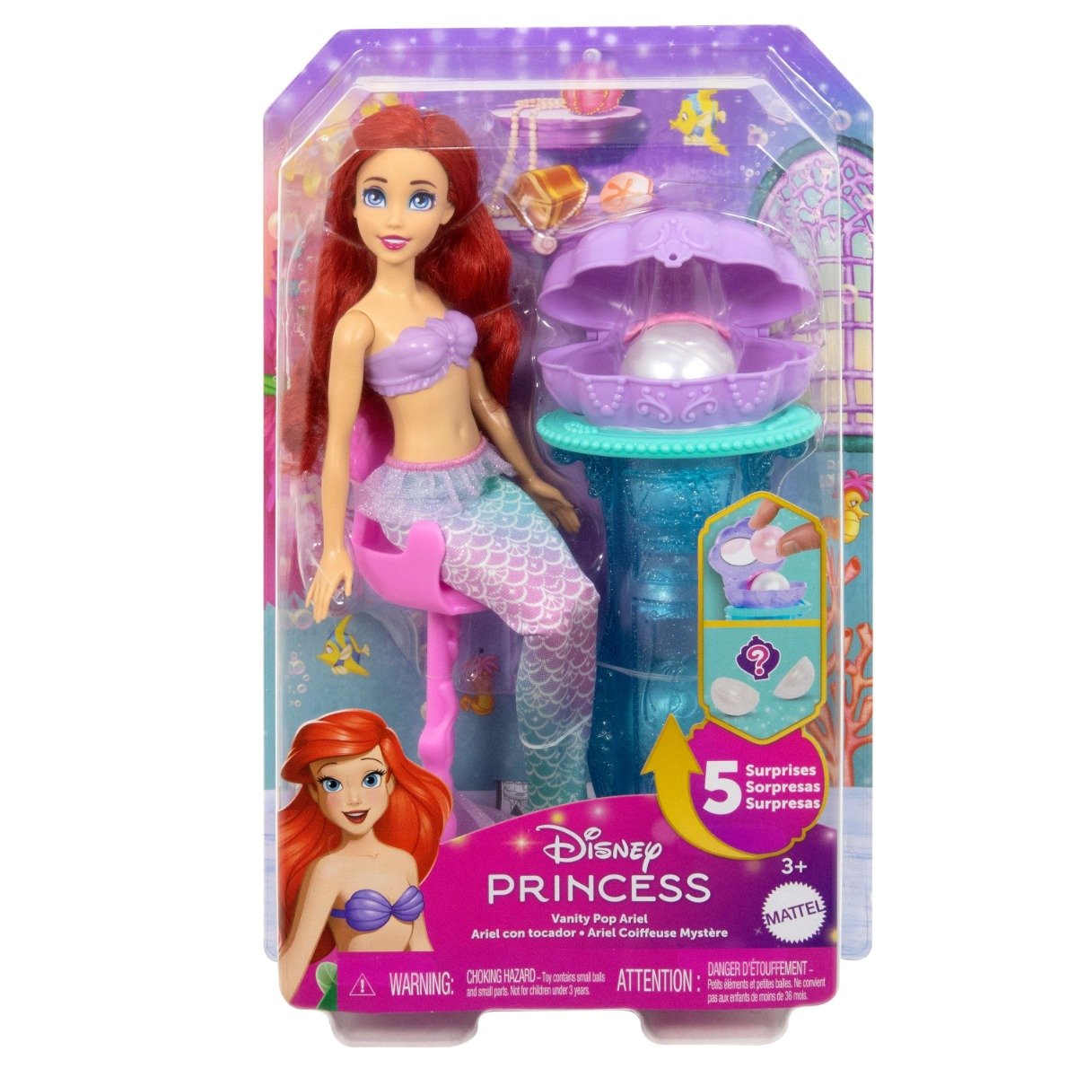 Papusa cu accesorii, Disney Princess, Vanity Pop Ariel, JBF86