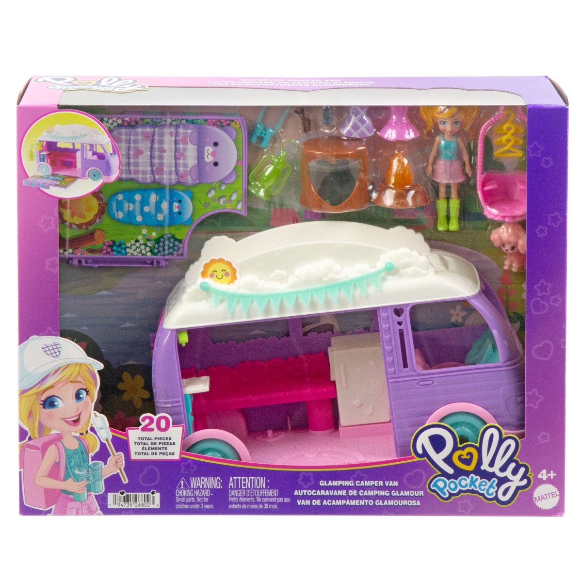 Set de joaca cu papusa Polly Pocket, Glamping Camper Van, JCC32