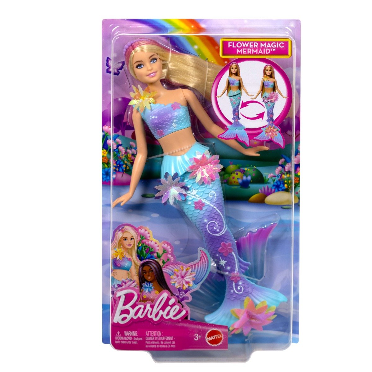 Papusa sirena Barbie, Flower Magic, JDM72