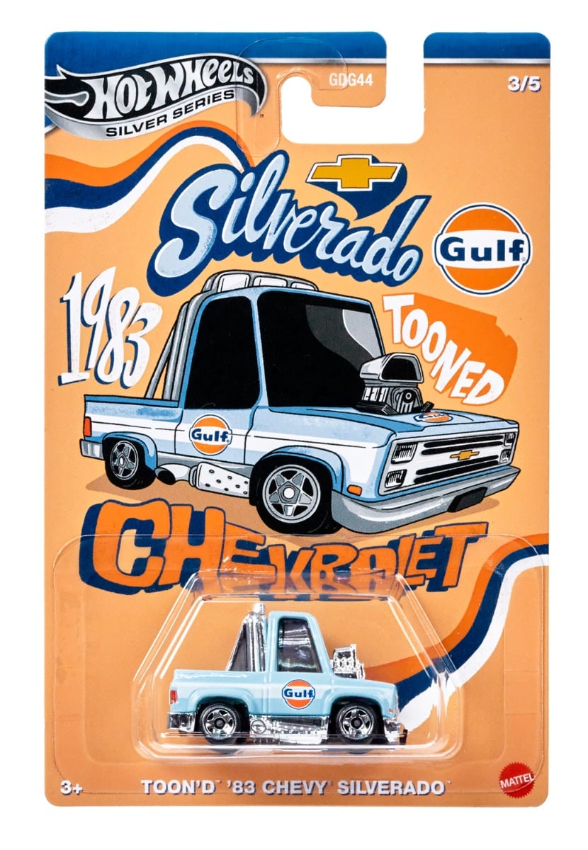 Masinuta metalica, Hot Wheels, Gulf Tooned, Toon'D '83 Chevrolet Silverado, 1:64, JCB64