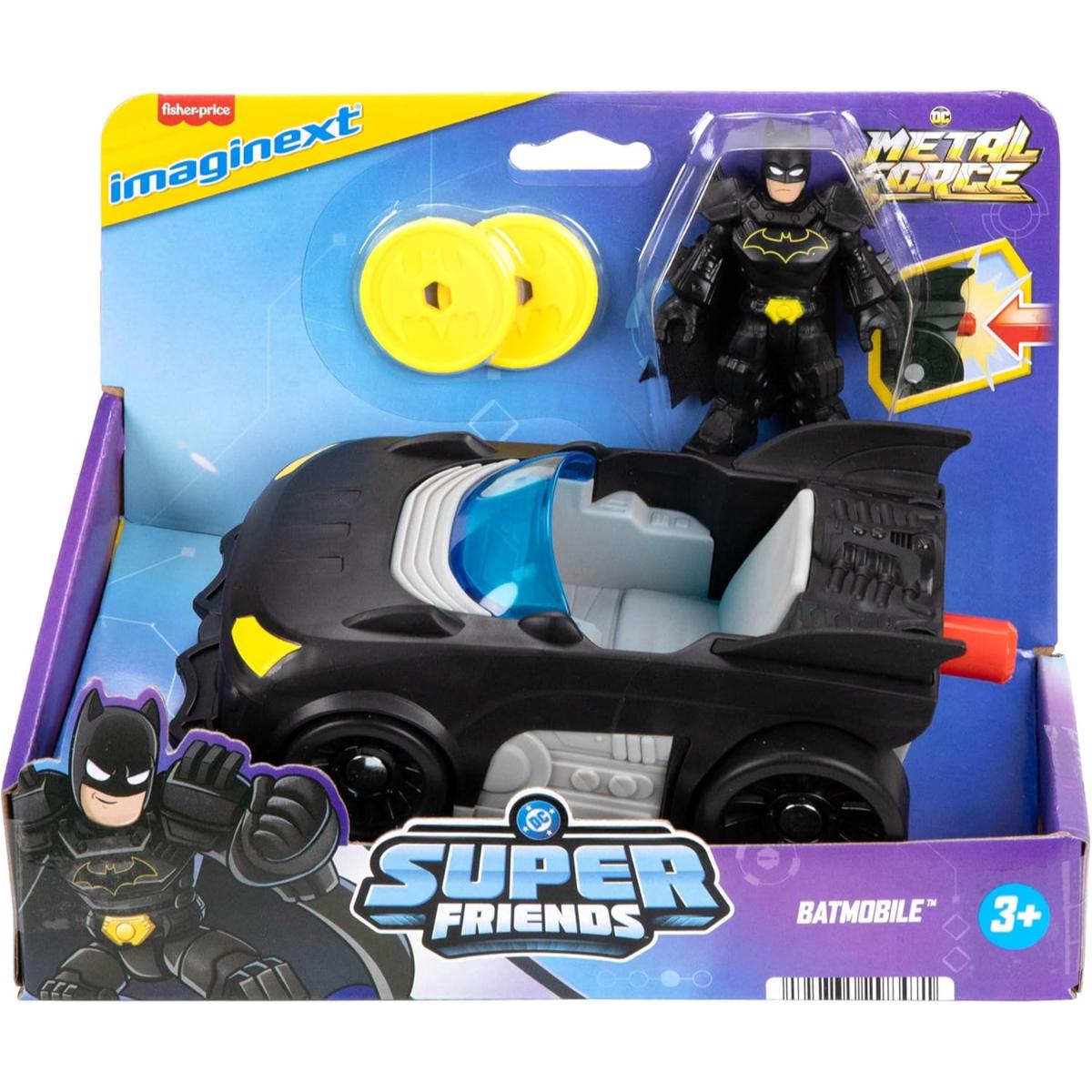 Set masina Batmobil si figurina Batman, Imaginext, DC Metal Force, Super Friends, JFJ68